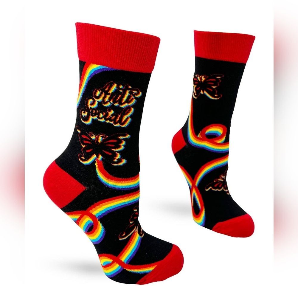Anti-Social Butterfly Crew Socks from FabDaz